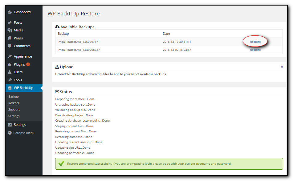 Restoring Your Site from a Backup