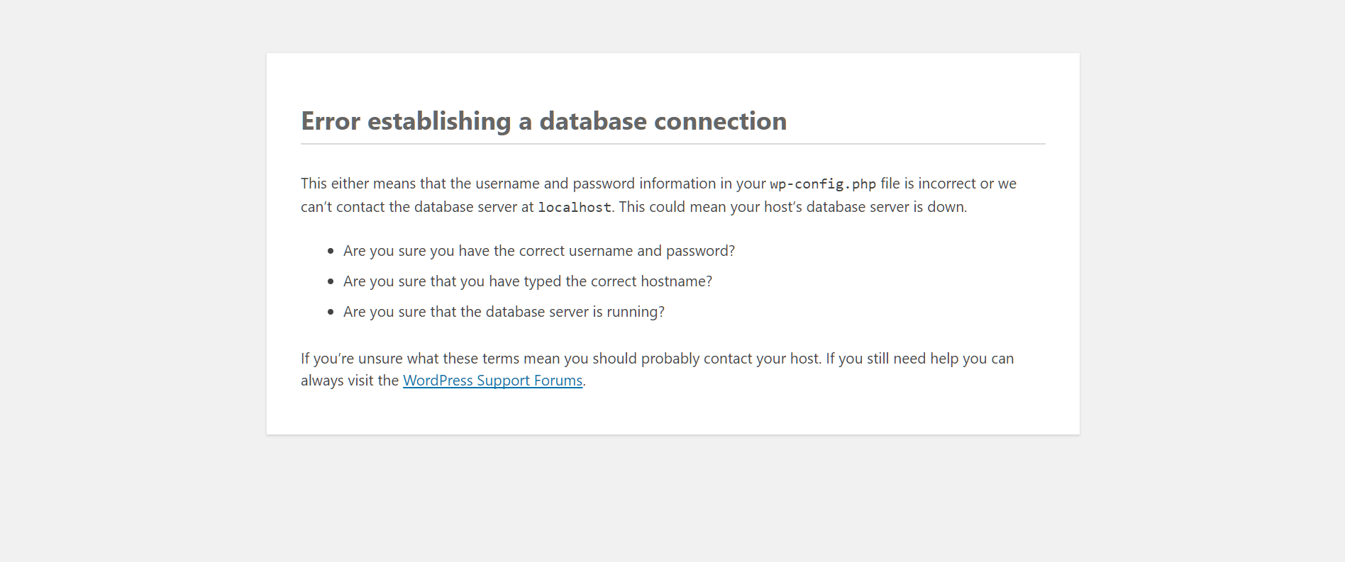 Database Connection error